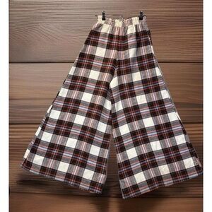 Vintage 70s Pants High Waist wide leg
Plaid Brown Orange 26-30" Waist